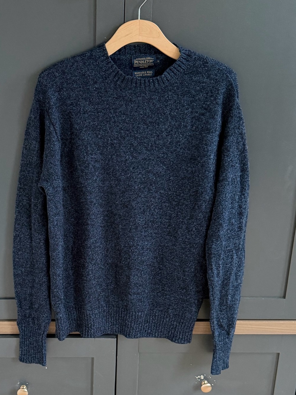 Pendleton Shetland Wool Navy Crewneck Sweater in Medium